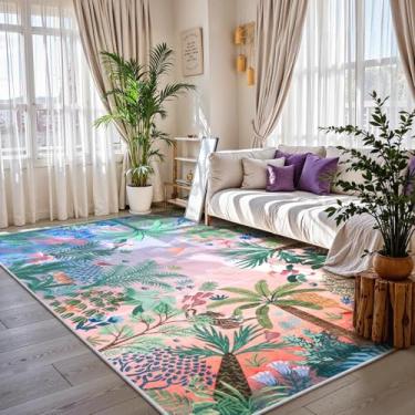 Imagem de LIVEBOX Tapetes laváveis à máquina 20 x 25 cm lavanda para quarto de meninas, tapete macio ultrafino para sala de estar, tapetes roxos da selva para quarto de meninas, tapete lilás para quarto de