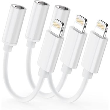 Imagem de DESOFICON Pacote com 3 adaptadores Lightning para fone de ouvido, adaptador de fone de ouvido Lightning certificado Apple MFi para dongle de áudio AUX de 3,5 mm compatível com iPhone 14 13 12 11 XS XR