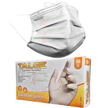 Imagem de Combo Cirurgico Mascara Descartável Branca+luvalatex Talge M - DAIFPRO