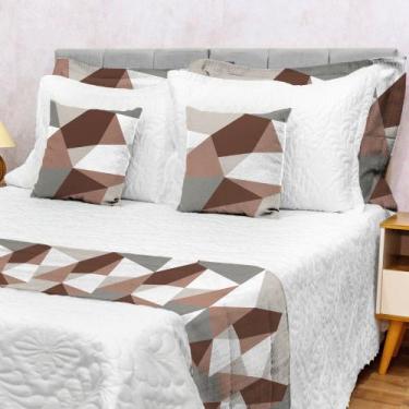 Imagem de Kit 5 Peças Decoração Sala Peseira Super King Size Piquet Cama Posta L