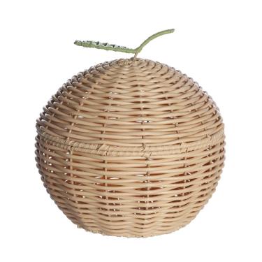Imagem de cesto organizador redondo 22cm com tampa maçã textura palha rattan - Oikos