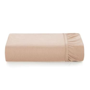 Imagem de Lençol Casal c/ Elástico Tom 200 Fios 100% Algodão Karsten, Rosê