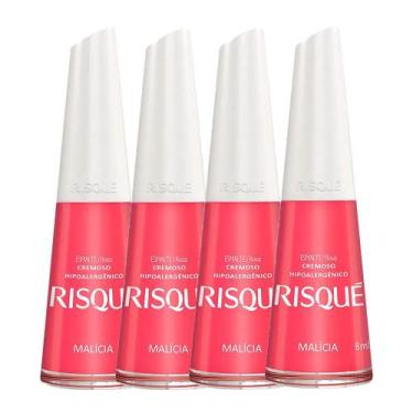 Imagem de Kit 4 Esmalte Risqué Cor Malícia Hipoalergênico 8ml
