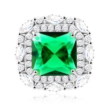 Imagem de Uloveido Anel de coquetel moderno grande quadrado vermelho azul verde pedra para mulheres banhado a platina tamanho ajustável anel halo para festa aniversário casamento aniversário YB4250, Resizable