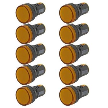 Imagem de Kit 10 sinaleiro led 22mm amarelo 220v stark