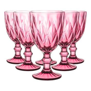 Imagem de Jogo Taças 340ml Diamond Vidro 6 Peças Água Vinho Suco (Marsala)