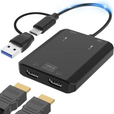 Imagem de Herfair Adaptador USB para HDMI [Full HD 1080p] Divisor HDMI para monitores duplos USB 3.0 para conversor de tela estendida 1 entrada e 2 saídas para laptops MacOS/Windows 11/10/8/7