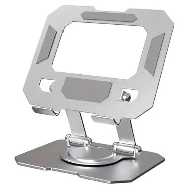 Imagem de Suporte para Tablet em Aço Carbono Com Metal Resistente Apoio para Mesa Pedestal Portátil Dobrável Articulado Base Rotativa 360º Design Moderno Ajustável Antiderrapante Ampla Compatibilidade