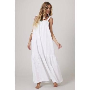 Imagem de Vestido Longo De Alças Broderie Branco Yacamim D28-Feminino