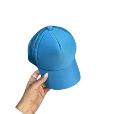 Imagem de Boné Infantil Trucker Unissex Liso Com Ajuste Tela Aba Curva - CAP, Az