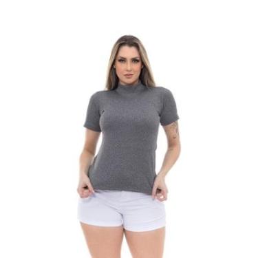 Imagem de Blusa Feminina Canelada Premium Manga Curta Gola Alta-Feminino