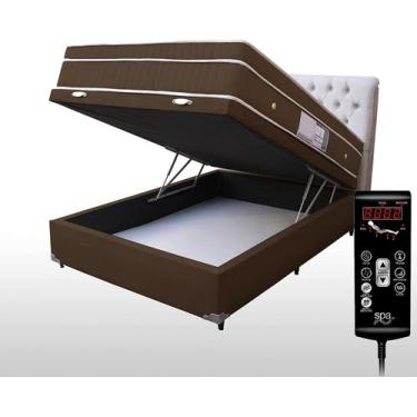 Imagem de Cama Box Baú Casal 1,38x1,88 Com Controle Massageador Cabeceira ALLMAG