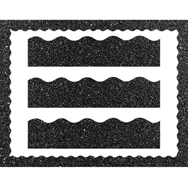 Imagem de Borda do quadro de avisos de 118 m, borda recortada brilhante com glitter bordas bordas decorativas amarelas para quadro de avisos preto placa traseira às aulas fitas de decoração para sala de aula (preto)