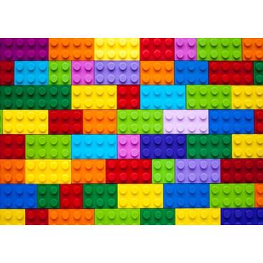 Imagem de BELECO Tecido de 1,5 x 0,9 m, blocos coloridos, pano de fundo para fotografia, tema de blocos de construção, tema de festa de aniversário, brinquedo colorido, tijolos de construção, fichas de