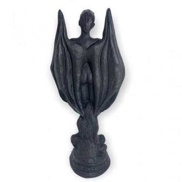 Imagem de Escultura Lúcifer 12 cm Pintado de preto em Resina - Lua Mística - 100