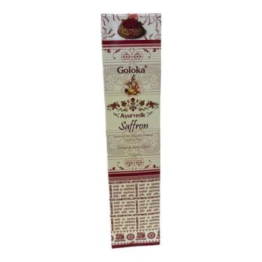 Imagem de Incenso Massala Saffron Açafrão Indiano Goloka Varetas Cx15g - Lua Mís