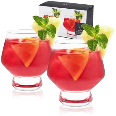 Imagem de Viski Raye Footed Crystal Punch Cups Conjunto de 2, vidro transparente premium sem chumbo, copos de coquetel sem haste, conjunto de presente de vidro para coquetel, 236 ml