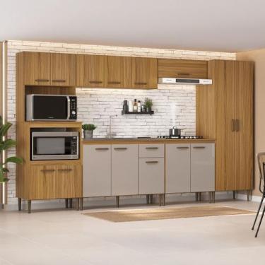 Imagem de Armário de Cozinha Zella com Balcao para Pia e Cooktop 15 Portas 1 Gav