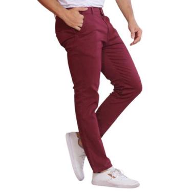 Imagem de Calça Sarja Bolso Embutido Bolso Faca Sport Fino Social Masculino - Vo