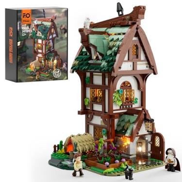 Imagem de FUNWHOLE Medieval Apothecary Shop Lighting Building-Bricks Set - Compatible with Legos Medieval Series Collectible Display House 1470 Pcs for Adults and Teen