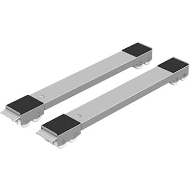 Imagem de Ronlap Carrinho para máquina de lavar móveis, rodas ajustáveis para móveis, máquina de lavar e secar portátil, base móvel para máquina de lavar roupa, suporte compacto para geladeira com freio, cinza