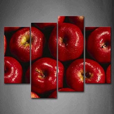 Imagem de Pintura de parede Red Apple com queda de água Imagens impressas em tela Comida The Picture for Home Modern Decoration