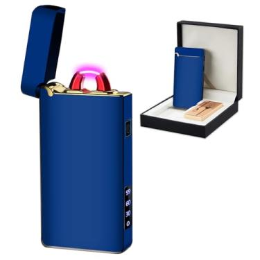 Imagem de SKRFIRE Isqueiro USB à prova de vento – Arco elétrico de alta potência, isqueiro de plasma recarregável com lanterna multimodo e visor de nível de bateria, projetado para acampar, cozinhar e viajar