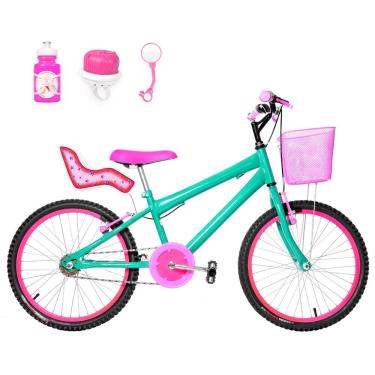 Imagem de Bicicleta Infantil Feminina Aro 20+Kit Passeio e Cadeirinha