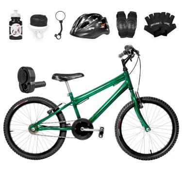 Imagem de Bicicleta Infantil Masculina Aro 20+Kit Premium Verde Escuro