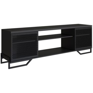 Imagem de Rack Industrial 180 Cm 2 Pt Com Tela Em Metal 1027 Preto Pp Preto