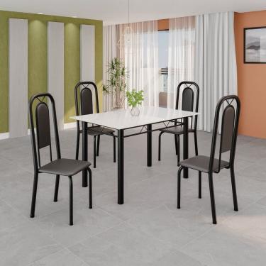 Imagem de Conjunto Sala de Jantar com 4 Cadeiras Lara Preto