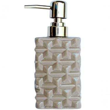 Imagem de Saboneteira Liquida Lavabo Banheiro Cerâmica Bege Gold 350ml