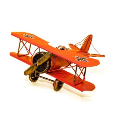Imagem de Miniatura Avião De Metal Laranja De Hélice Vintage 18 Cm