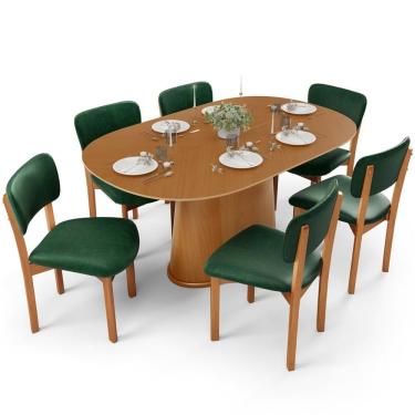 Imagem de Conjunto de Jantar Dara e Valência 6 Lugares Tampo em MDF com Cadeiras em Couro Sintéti...