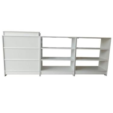 Imagem de Balcão Caixa + 2 Expositores Lojas E Comércios Branco - Suprema Móveis