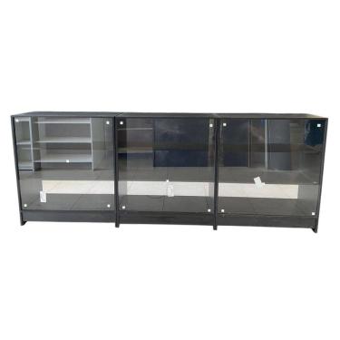 Imagem de Balcões Mdf + Vidro Expositor  Lojas E Comércios Preto Com 3 - Suprema Móveis