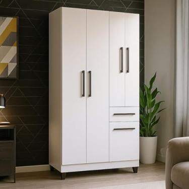 Imagem de Guarda Roupa/roupeiro Solteiro 5 Portas 1 Gaveta Laguna (branco)