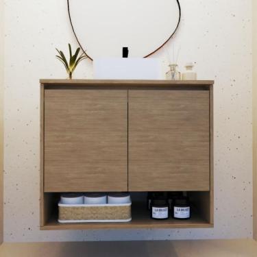 Imagem de Gabinete de Banheiro Suspenso Minimalista 70cm - Bihouse Móveis