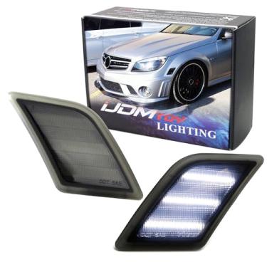 Imagem de iJDMTOY Kit De Luz Marcação Lateral Dianteira Com Lente Fumê Branca, Totalmente Em Led, Compatível Mercedes W204 C250 C300 C350 2008-2011 E C63 Amg 2008-2013, Alimentado Por Led Smd, Substitui Lâmpa