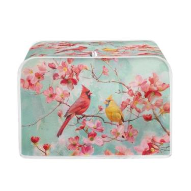 Imagem de Salabomia Capa de torradeira de pão com impressão cardinal 4 fatias, pequena capa de torradeira para cozinha, capa de torrada lavável antigordura proteção contra poeira de impressão digital, verde e