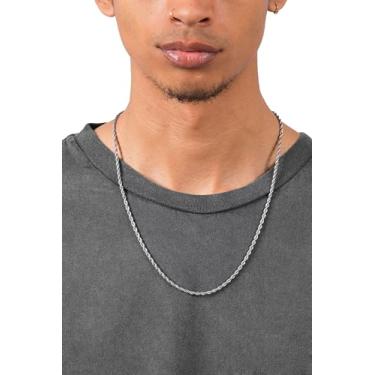 Imagem de Mnnl Corrente de corda longa masculina A3 - Prata, Prata, Regular