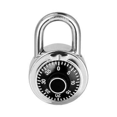 Imagem de HZSY Cadeado de combinação de 1 pacote, cadeado de combinação de mostrador fixo com diferentes combinações, 5 cm de largura. Toca-discos preto, trava para academia e armário, escola, caixa de