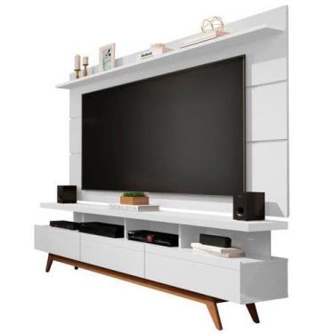 Imagem de Rack Com Painel 1.80 TV Até 72 Retrô Pés Madeira Gavetas Nichos Pratel