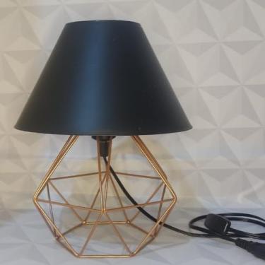 Imagem de Abajur Pequeno luminária Com Aramado Retrô Ideal Para Quarto Diamante (ROSE CUP PRETO)