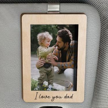 Imagem de Clipe de foto para viseira de carro I Love You Dad - Drive Safe Daddy Clip Photo Frame - Acessórios de carro para homens, mulheres - Moldura Polaroid para carros - Porta-retratos de carros com clipes