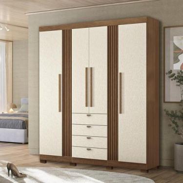 Imagem de Guarda-roupa 4 Portas 4 Gavetas com Pés Mdp Aurora - Santos Andirá