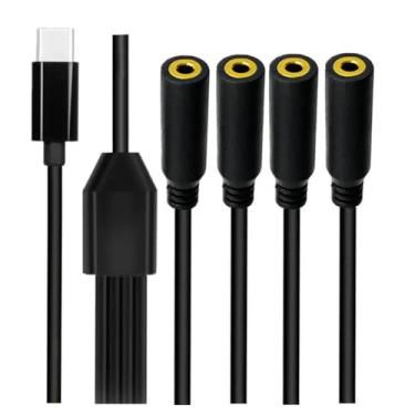 Imagem de USB C para divisor de fone de ouvido fêmea de 3,5 mm, tipo C com DAC para TRS de 1/20.3 cm com 4 portas Aux Y Jack Cabo adaptador de fone de ouvido 3FT