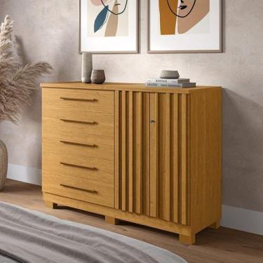 Imagem de Cômoda 136cm 2 Portas e 5 Gavetas com Sapateira 100% Mdf Gérbera - Esp