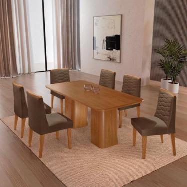Imagem de Conjunto Sala de Jantar Mesa Tampo MDF 6 Cadeiras Sakura - Rufato