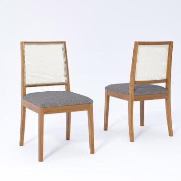 Imagem de Kit 2 Cadeiras Madeira Maciça Telinha e Estofado em Linho Marcela - Ci